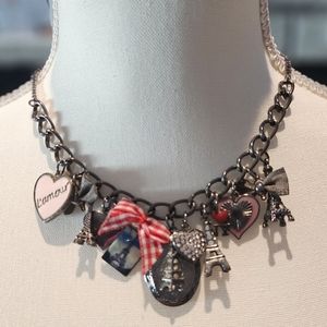 Betsy Johnson Paris Themed Charm Choker Necklace